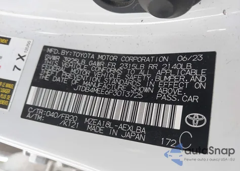 2023 Toyota Corolla Le из США, поврежденный, VIN JTDB4MEE6P3013725